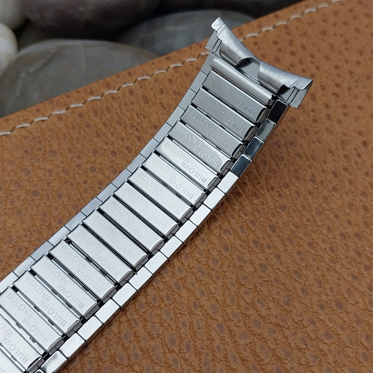 Bulova Wide Stainless Steel Expansion 22mm nos 1970s Vintage Watch Band