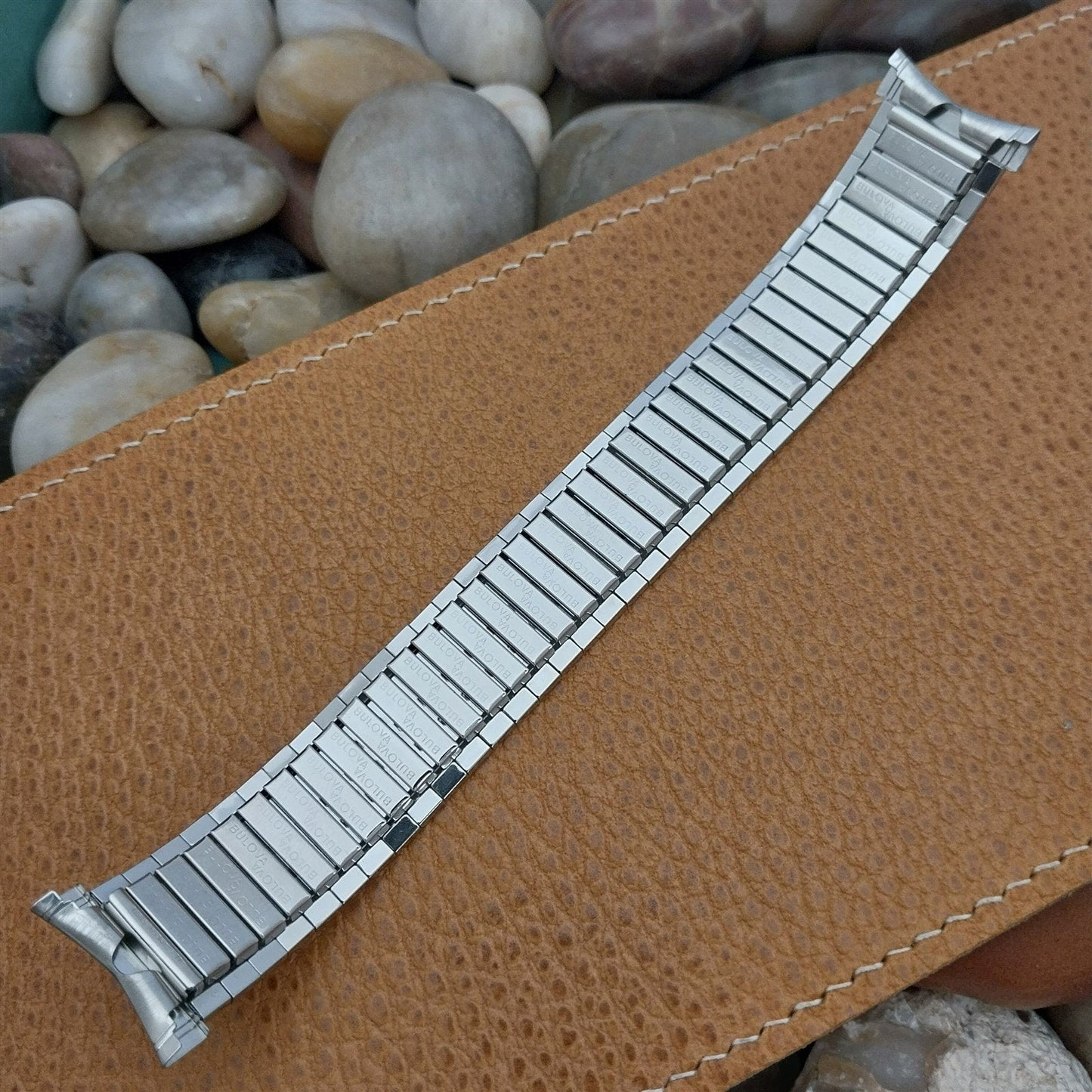 Bulova Wide Stainless Steel Expansion 22mm nos 1970s Vintage Watch Band