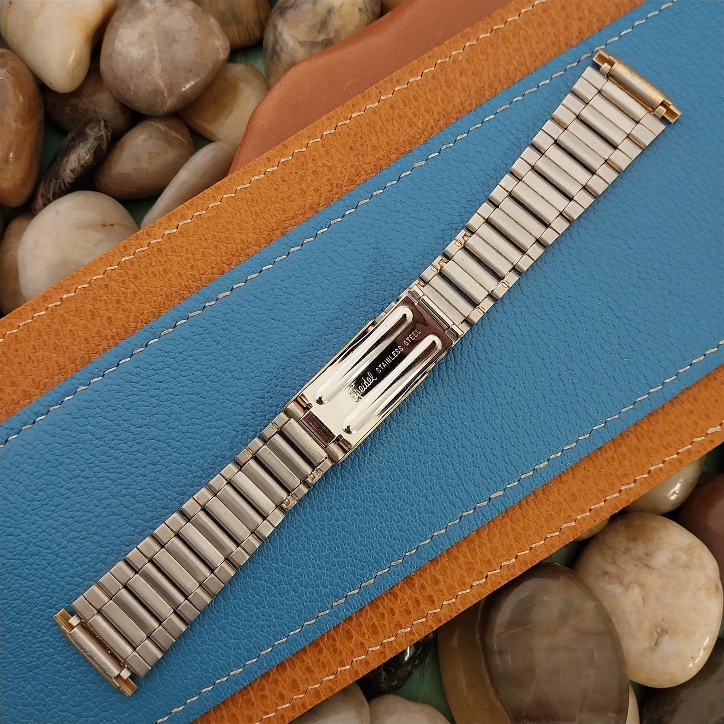 22mm 20mm 19mm Yellow Gold-Tone Speidel Bar-Link 1970s Unused Vintage Watch Band