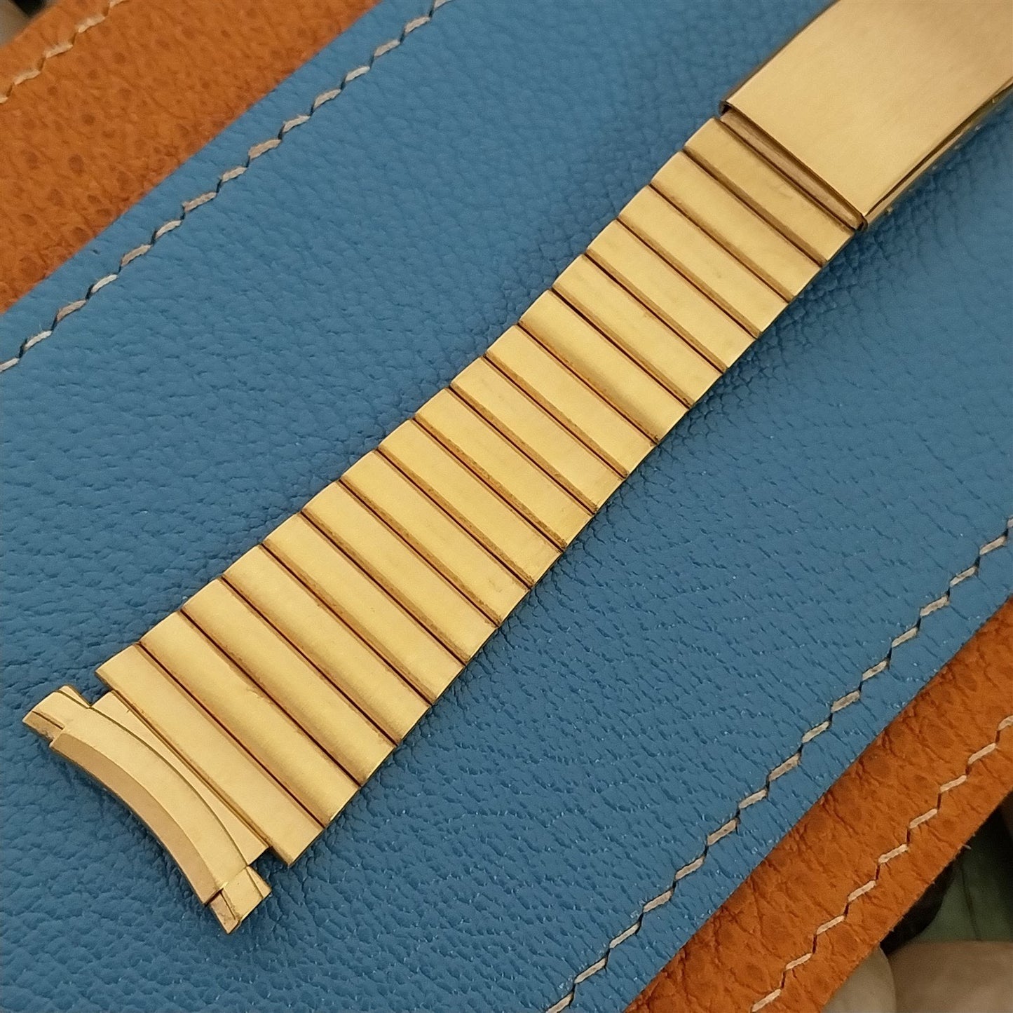 Yellow Gold-Tone Speidel Bar-Link 20mm 22mm nos Vintage Watch Band