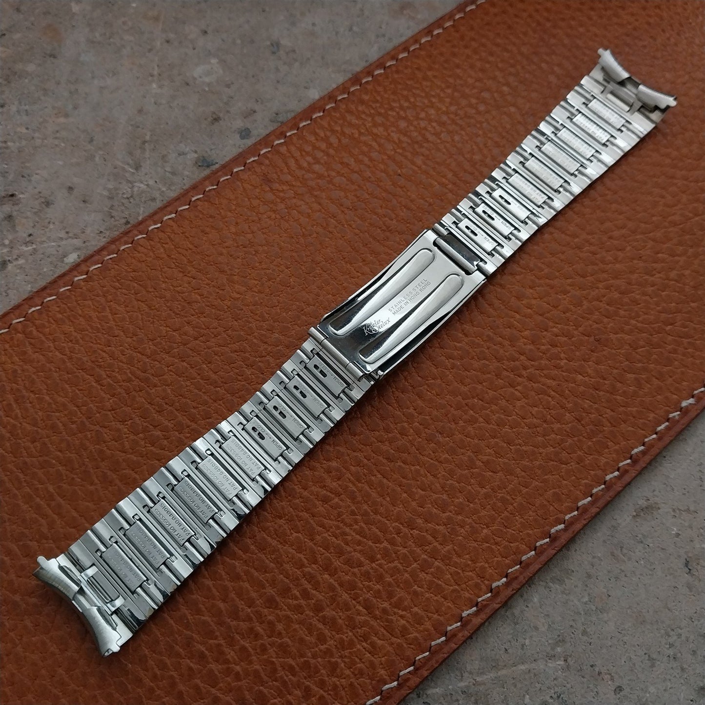 20mm Gruen Kreisler Stelux Bar-Link Stainless Steel nos Vintage Watch Band