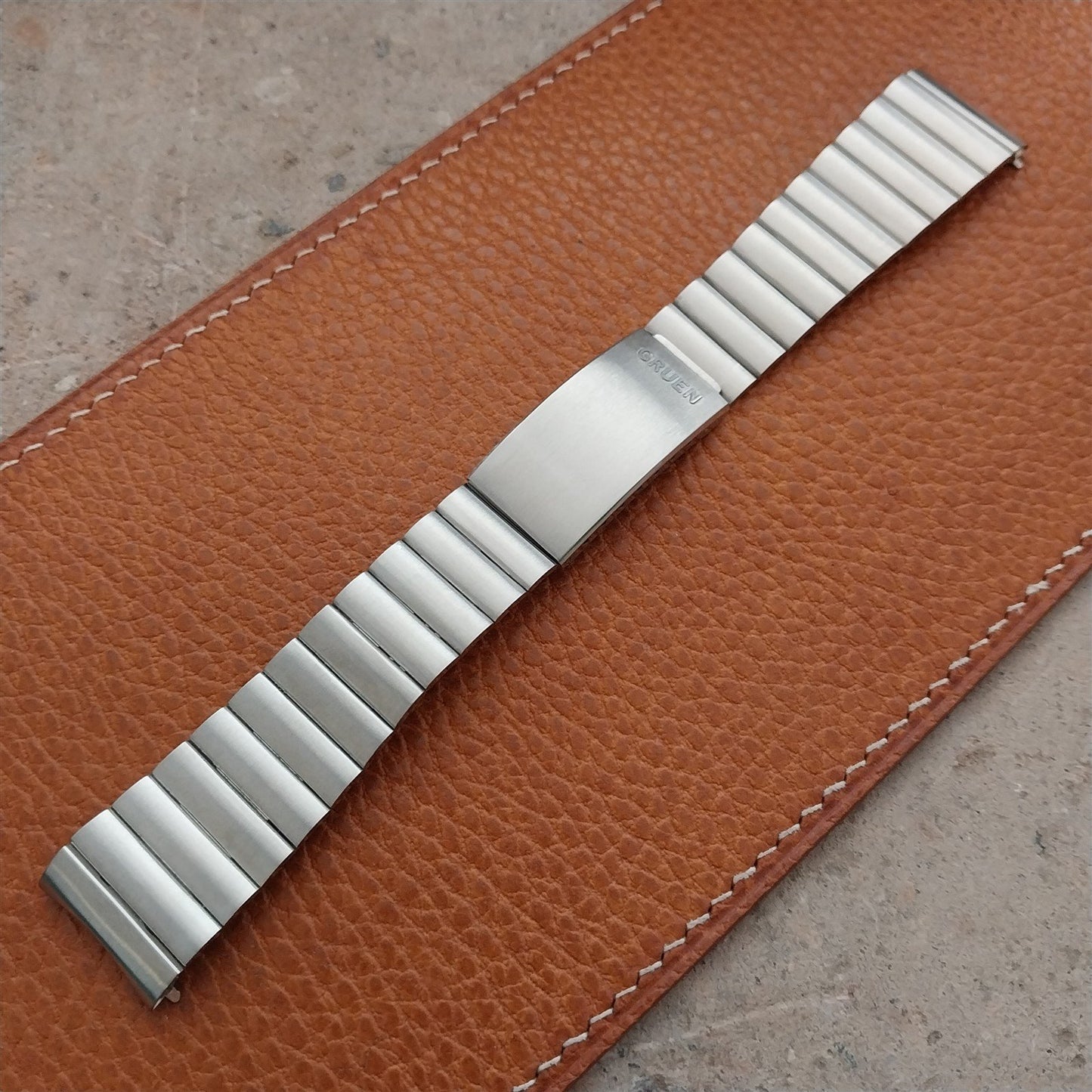 20mm Gruen Kreisler Stelux Bar-Link Stainless Steel nos Vintage Watch Band