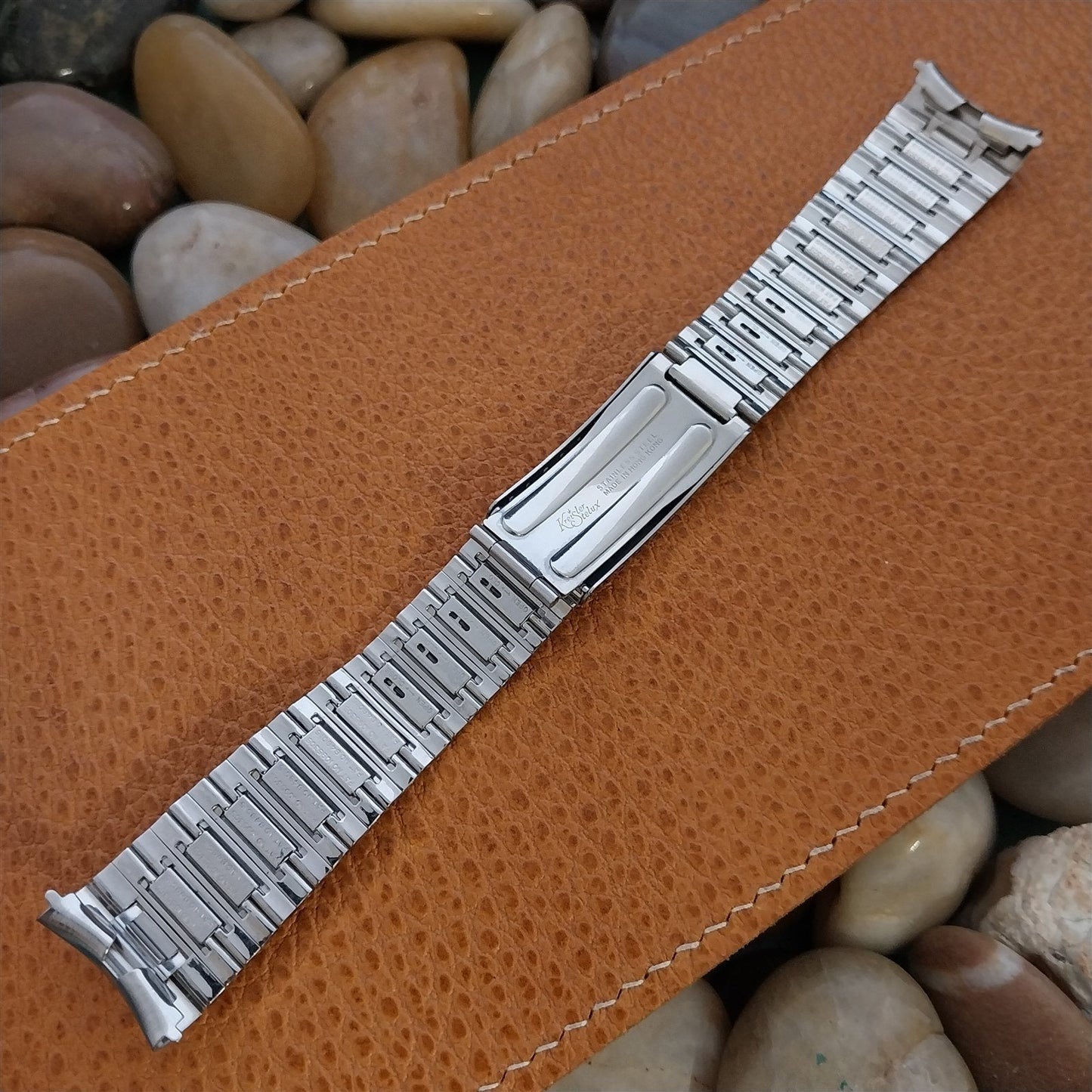 20mm Gruen Kreisler Stelux Bar-Link Stainless Steel nos Vintage Watch Band