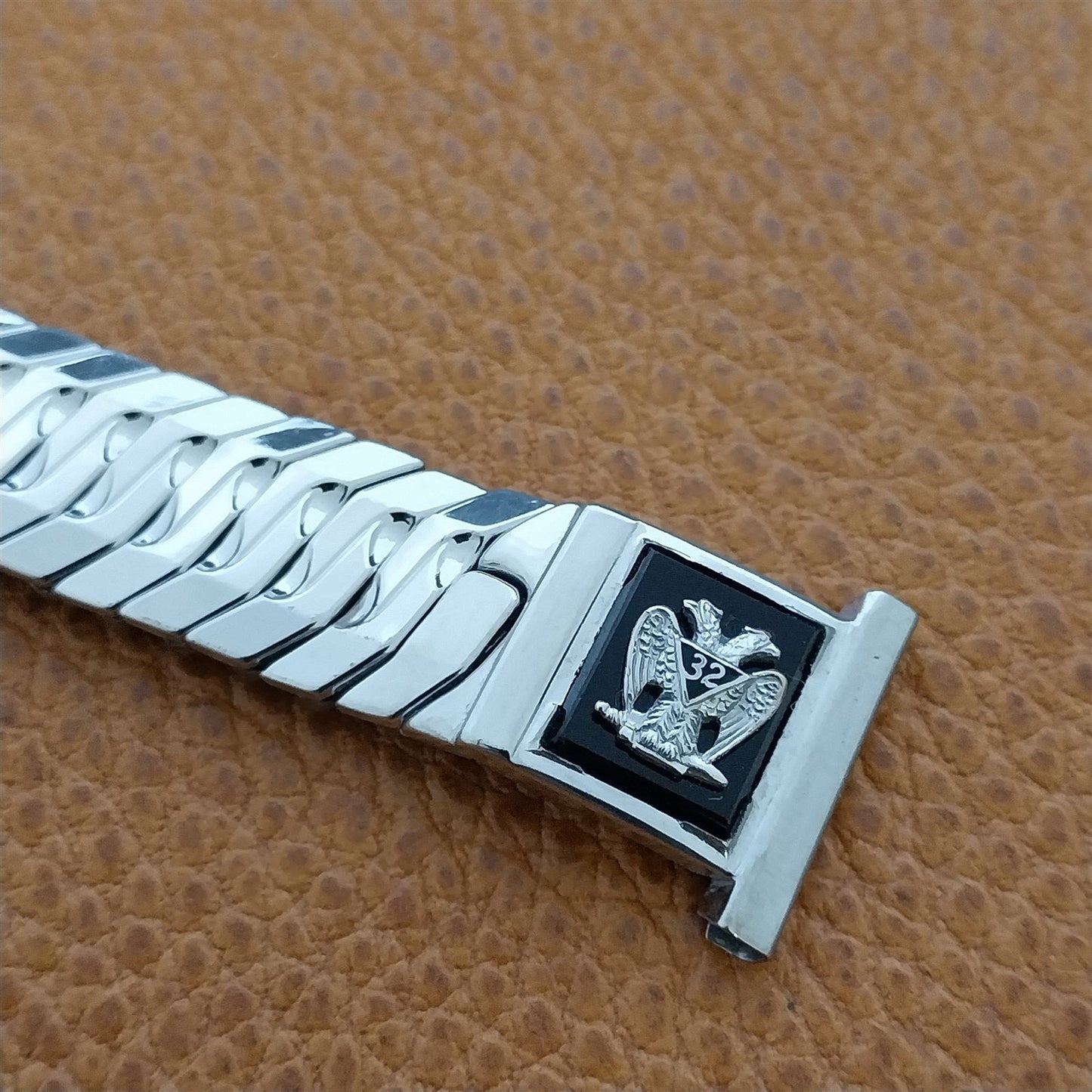 Masonic 1940s Marvel 32nd Degree White Gold 19mm-16mm Unused Vintage Watch Band