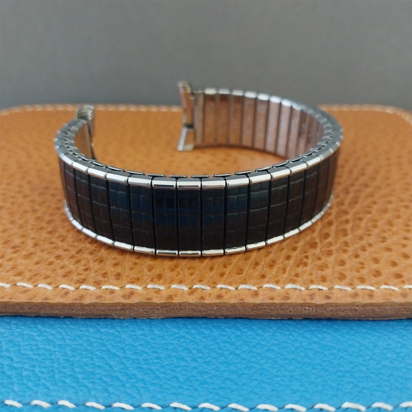 19mm 18mm Stainless Steel &Black Romunda Speidel Unused 1960s Vintage Watch Band