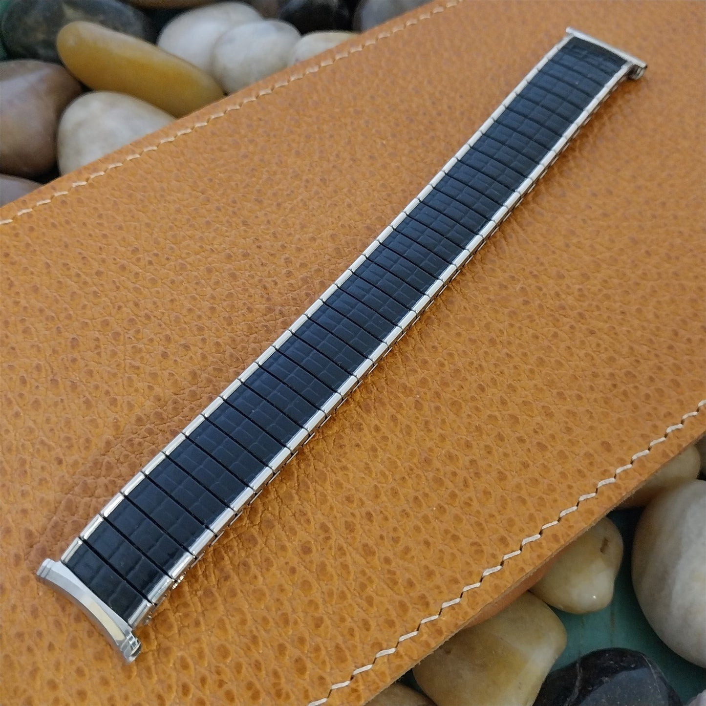 19mm 18mm Stainless Steel &Black Romunda Speidel Unused 1960s Vintage Watch Band