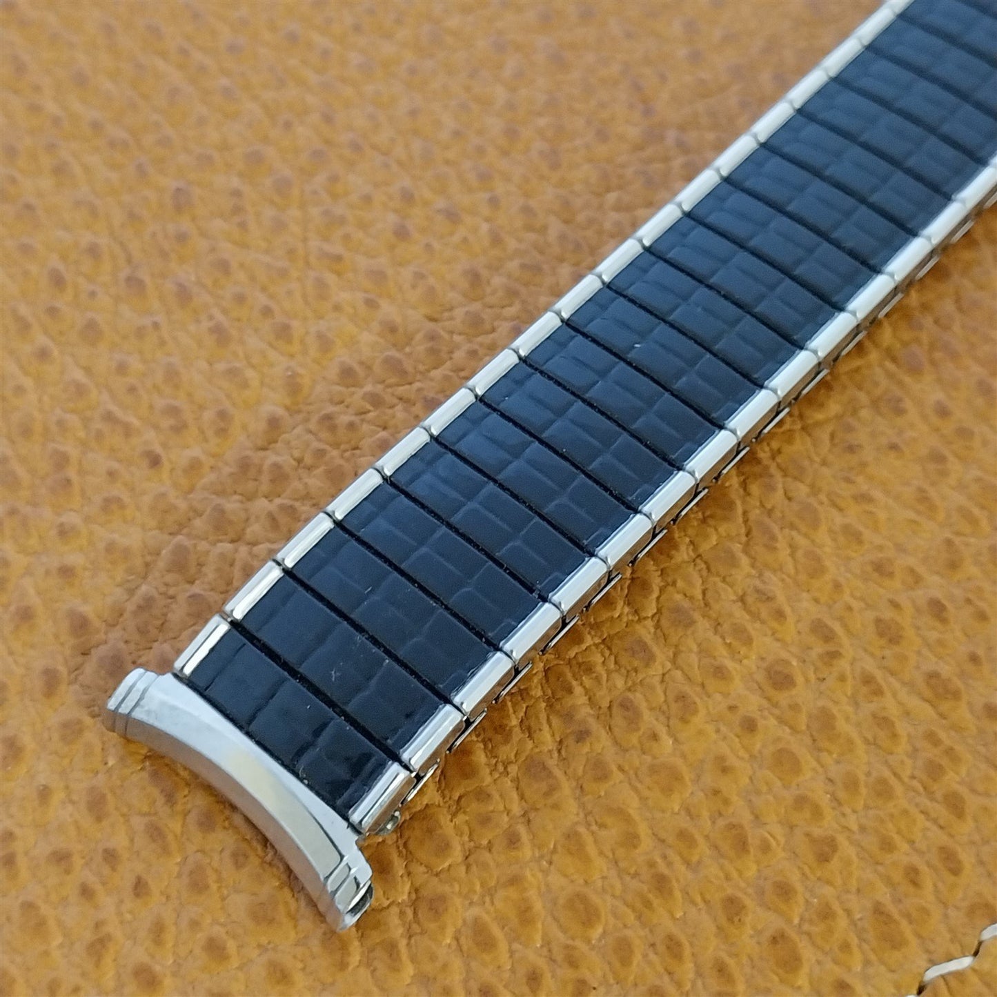 19mm 18mm Stainless Steel &Black Romunda Speidel Unused 1960s Vintage Watch Band