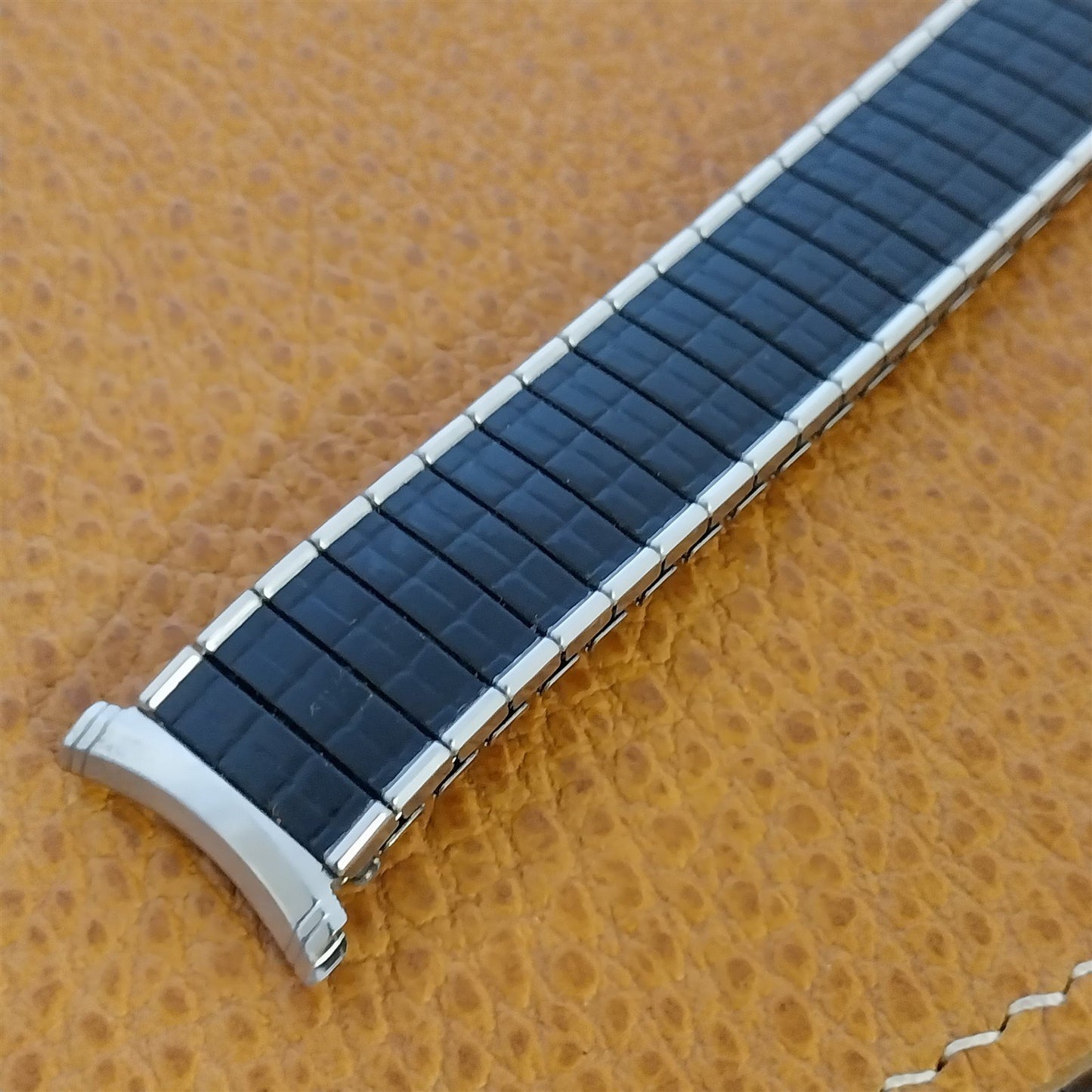 19mm 18mm Stainless Steel &Black Romunda Speidel Unused 1960s Vintage Watch Band