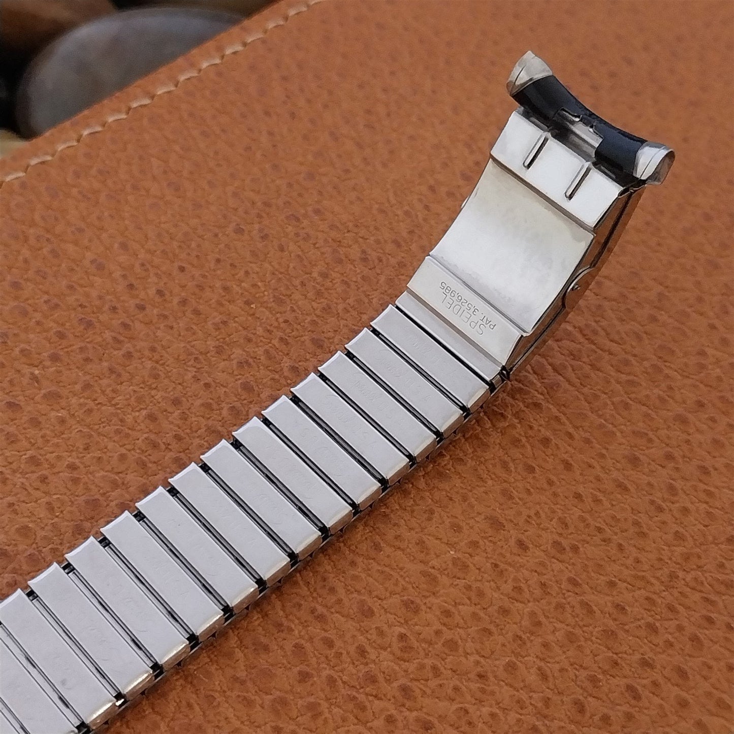 19mm Black & Stainless Steel Speidel Romunda Calendar Unused Vintage Watch Band