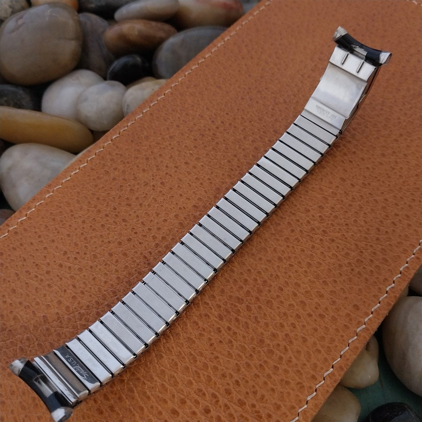 19mm Black & Stainless Steel Speidel Romunda Calendar Unused Vintage Watch Band