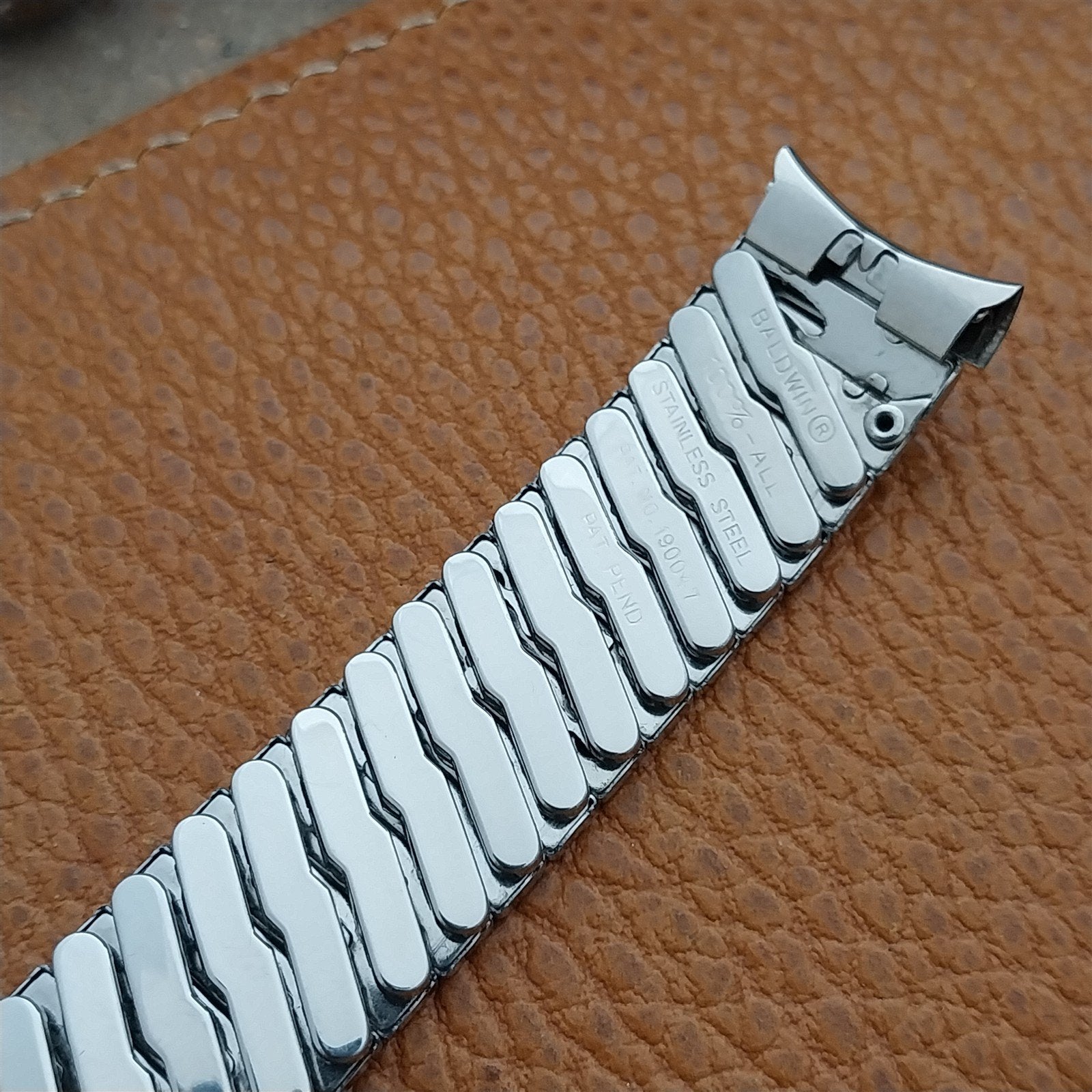 1960s Vintage Baldwin Stainless Steel Expansion 17.2mm 17mm Unused Watch Band