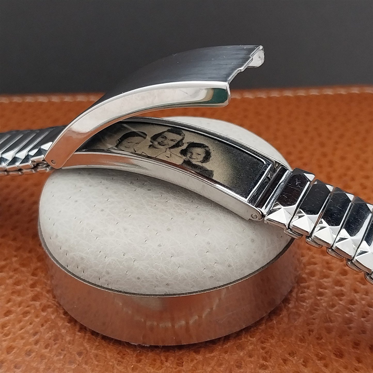 1953 19mm 18mm 16mm White Gold-Fill Speidel Photo Locket NOS Vintage Watch Band