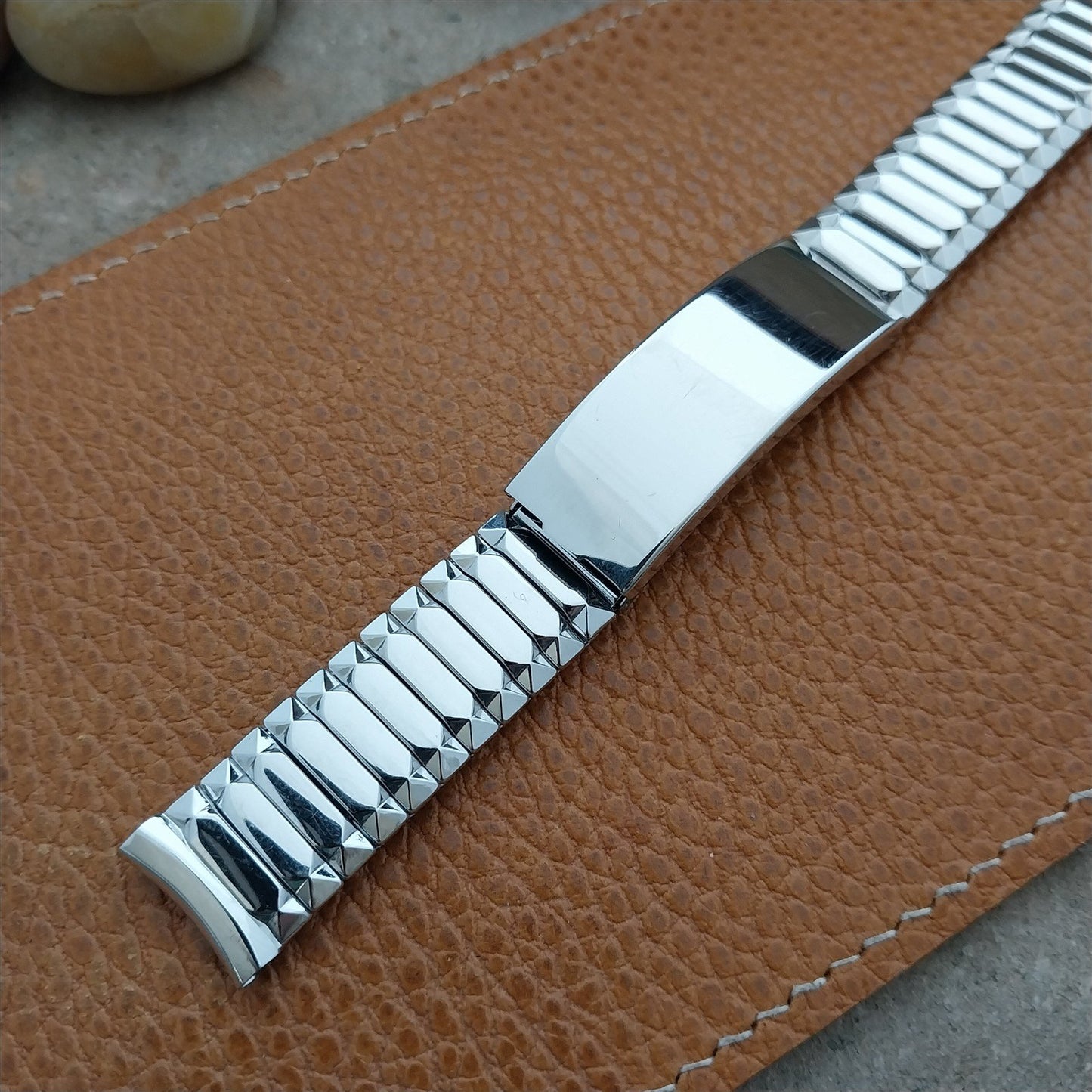1953 10k White Gold-Filled Speidel Picture Watchband nos Vintage Watch Band