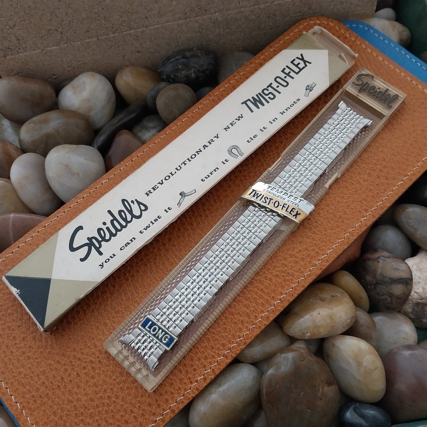 Long 1963 Stainless Steel Rice Beads Speidel Tempest Unused Vintage Watch Band