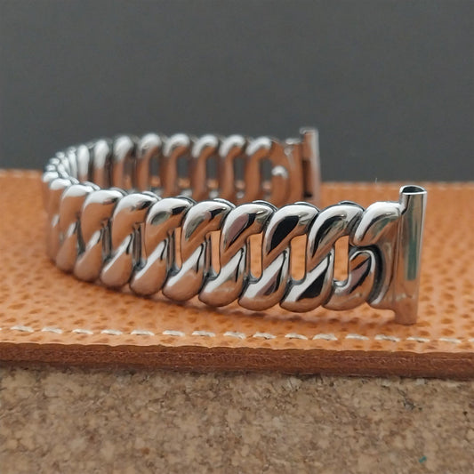 1950s Vintage Stainless Steel 19mm 18mm 16mm Foster Curb Link Unused Watch Band
