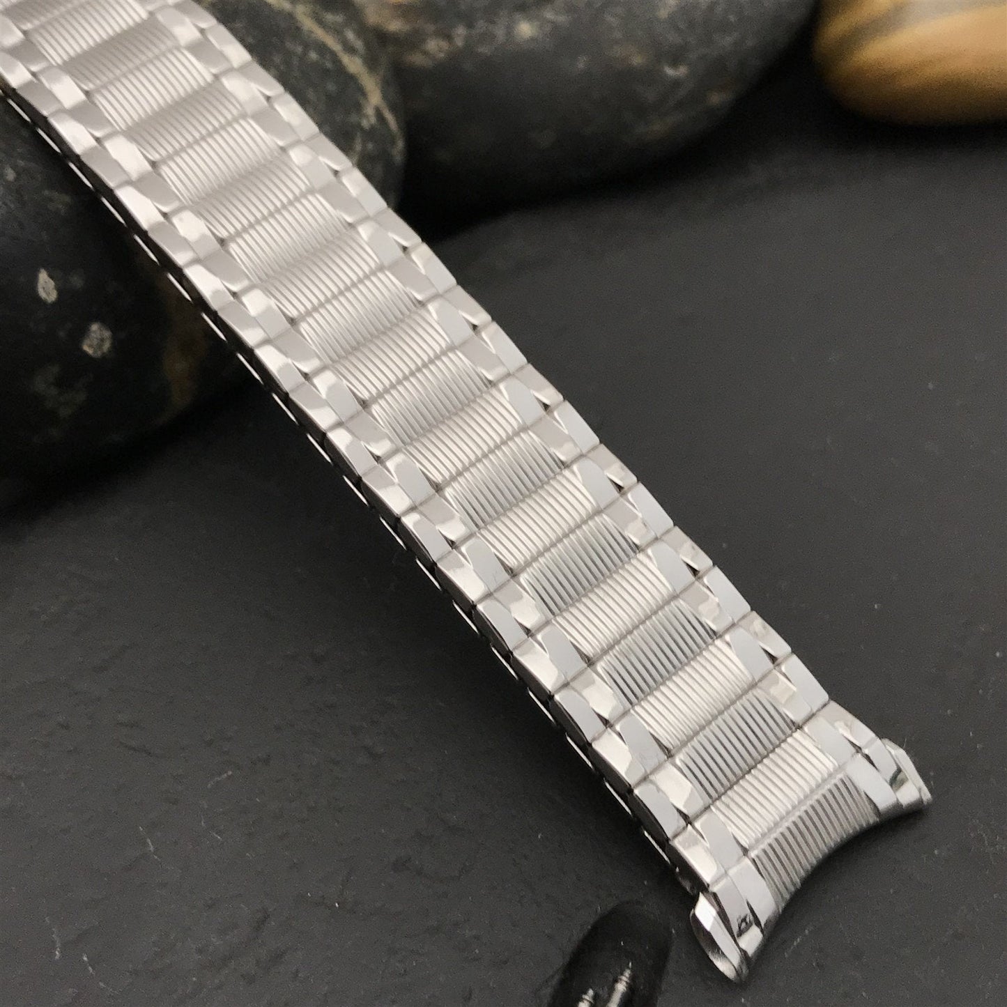 19mm 18mm 10k White Gold-Filled Speidel Colossus nos 1960s Vintage Watch Band