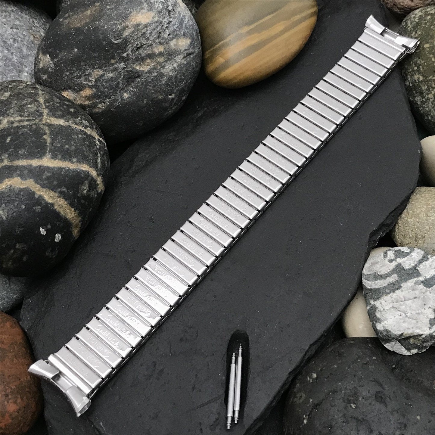 19mm 18mm 10k White Gold-Filled Speidel Colossus nos 1960s Vintage Watch Band