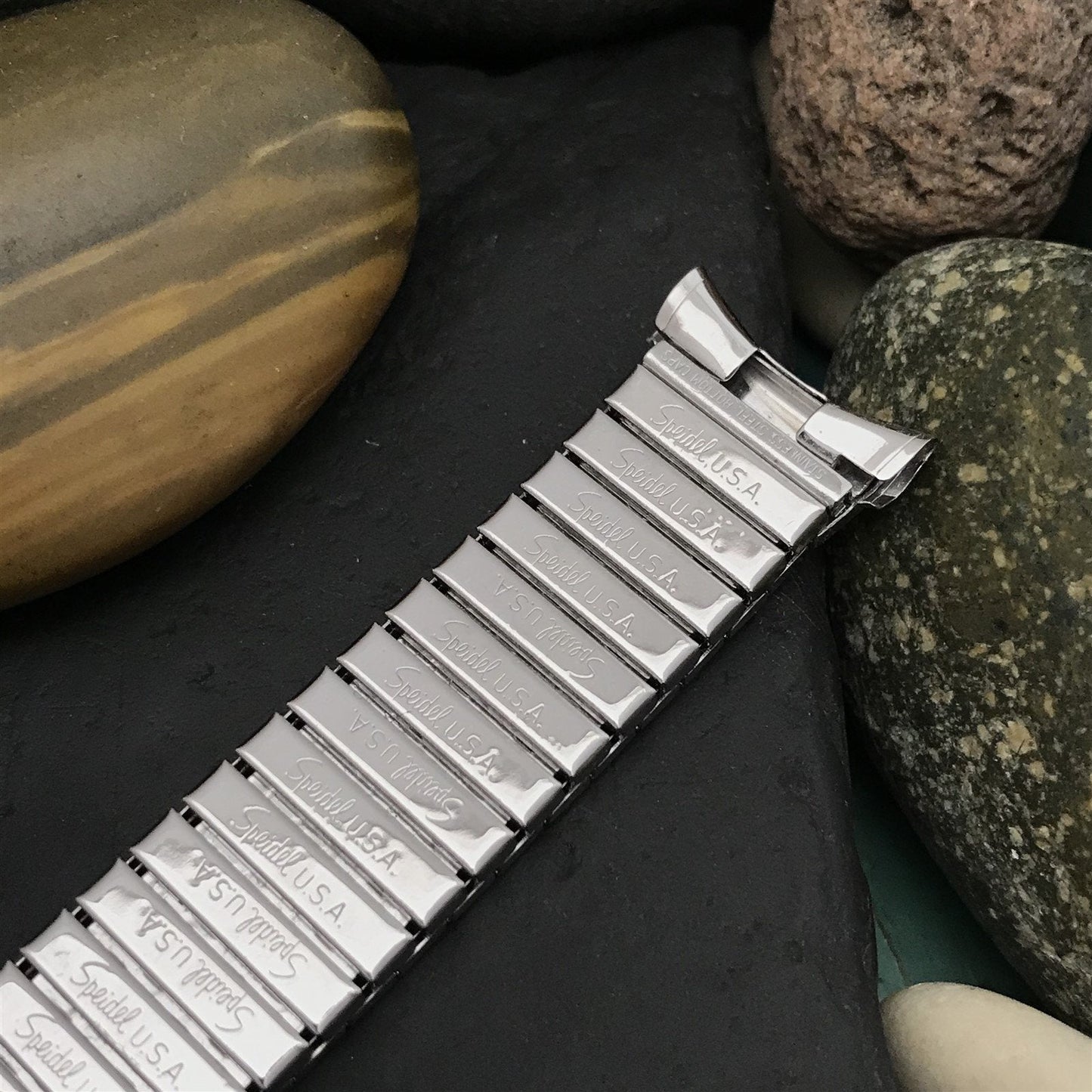 19mm 18mm 10k White Gold-Filled Speidel Colossus nos 1960s Vintage Watch Band