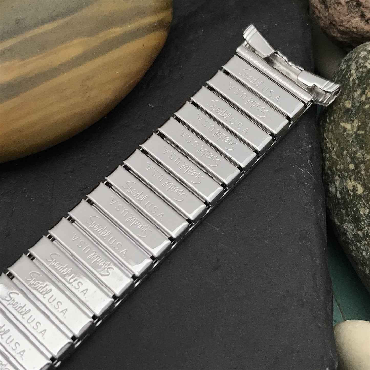 19mm 18mm 16mm 10K White Gold-Filled Speidel Domino Unused Vintage Watch Band