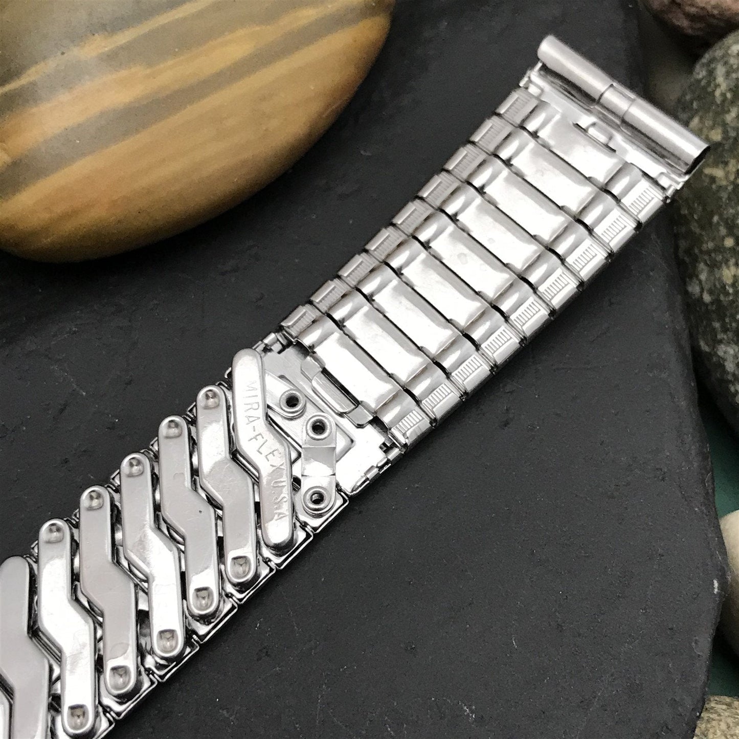 17.2mm Mira-Flex USA Stainless Steel Expansion 1960s Vintage Watch Band