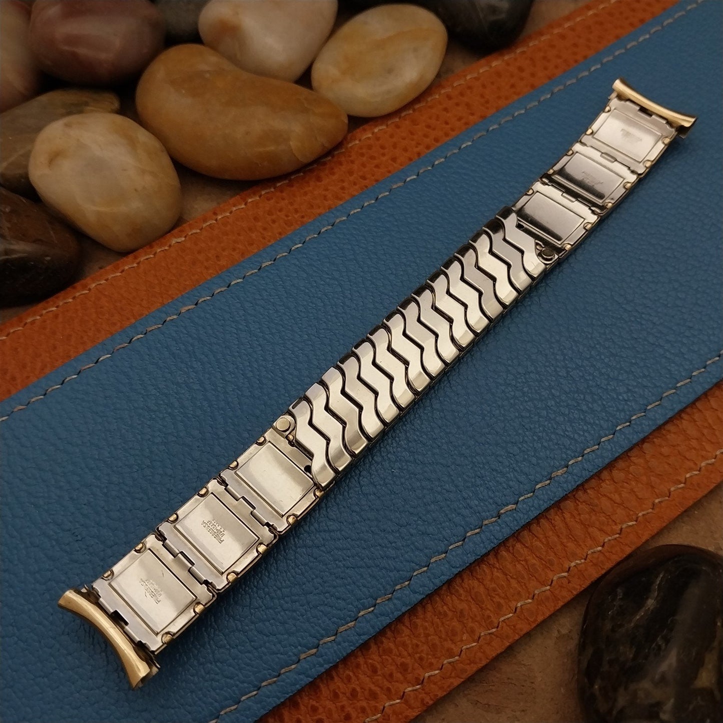 Vintage 1950s Finesse 10k Gold-Filled & Black Lizard 19mm 18mm 16mm Watch Band