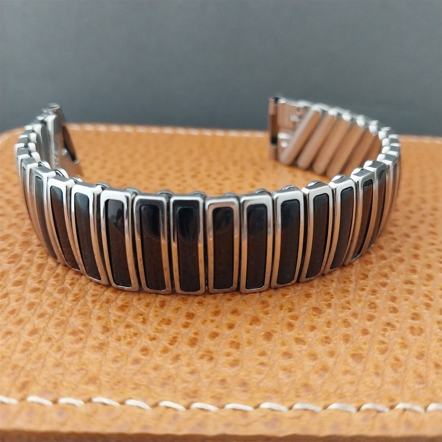 5/8" JB Champion Stainless Steel & Black nos 1950s Vintage Watch Band