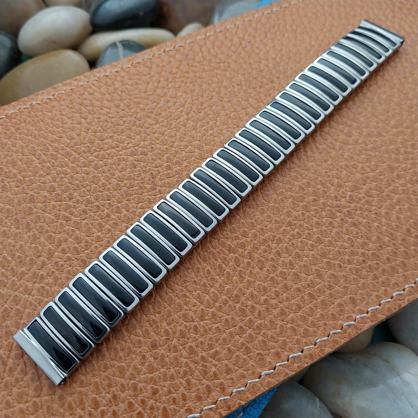 5/8" JB Champion Stainless Steel & Black nos 1950s Vintage Watch Band