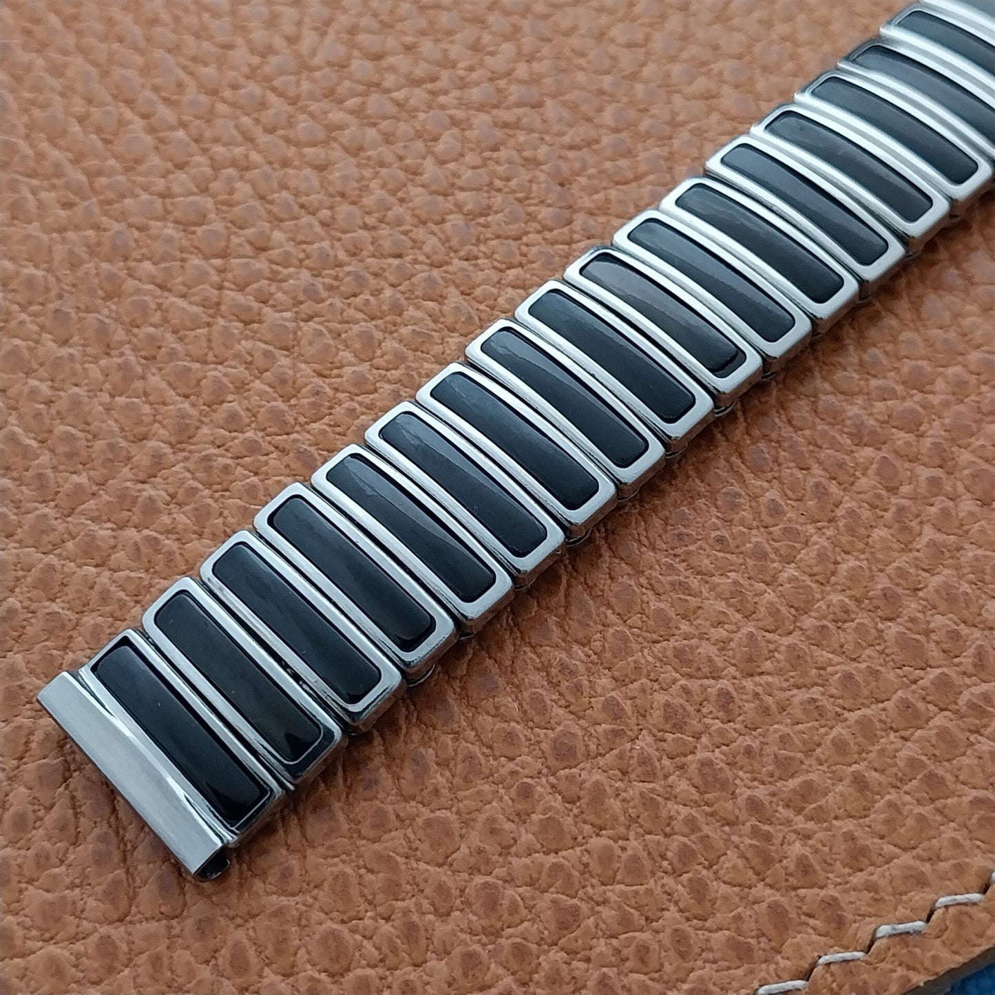 5/8" JB Champion Stainless Steel & Black nos 1950s Vintage Watch Band
