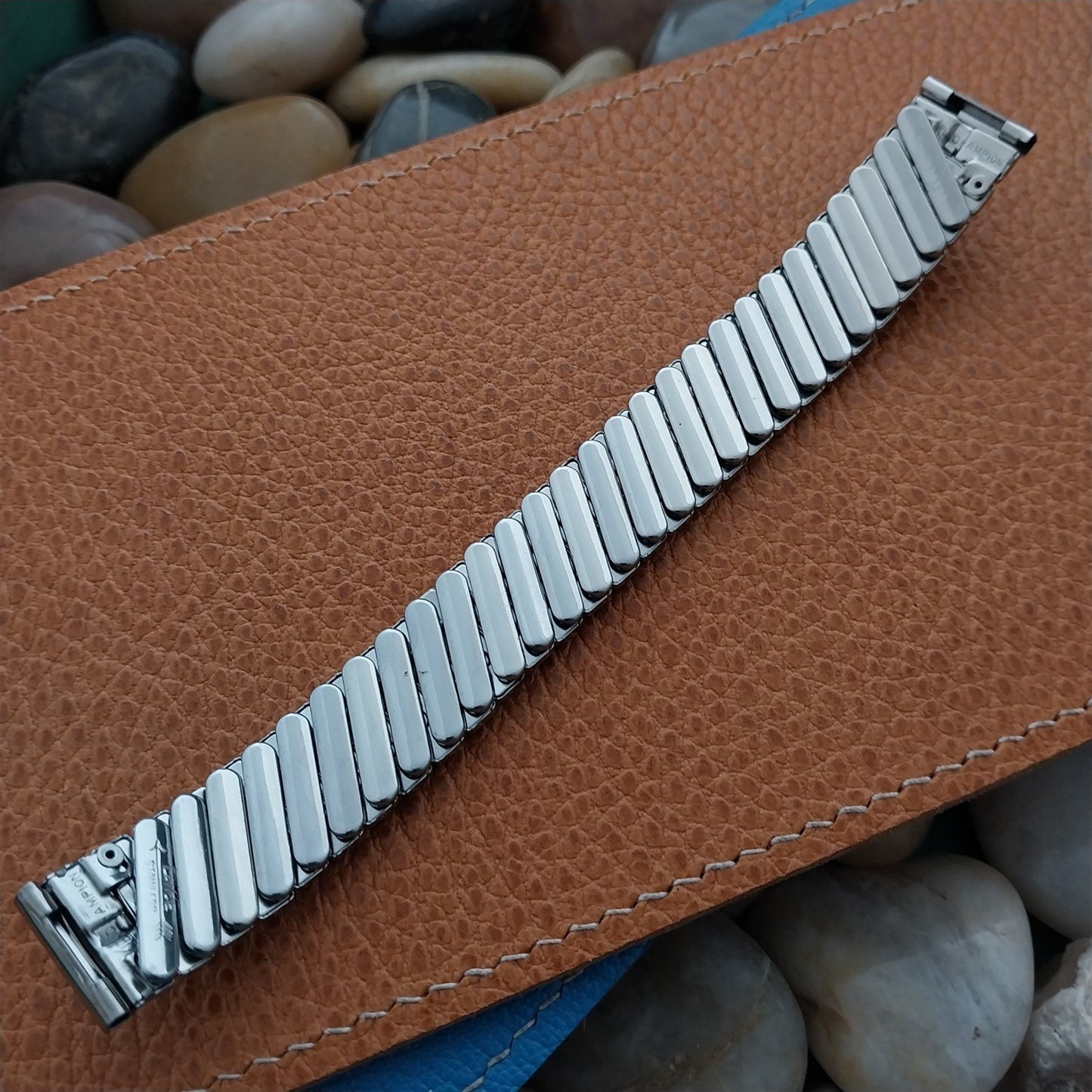 5/8" JB Champion Stainless Steel & Black nos 1950s Vintage Watch Band