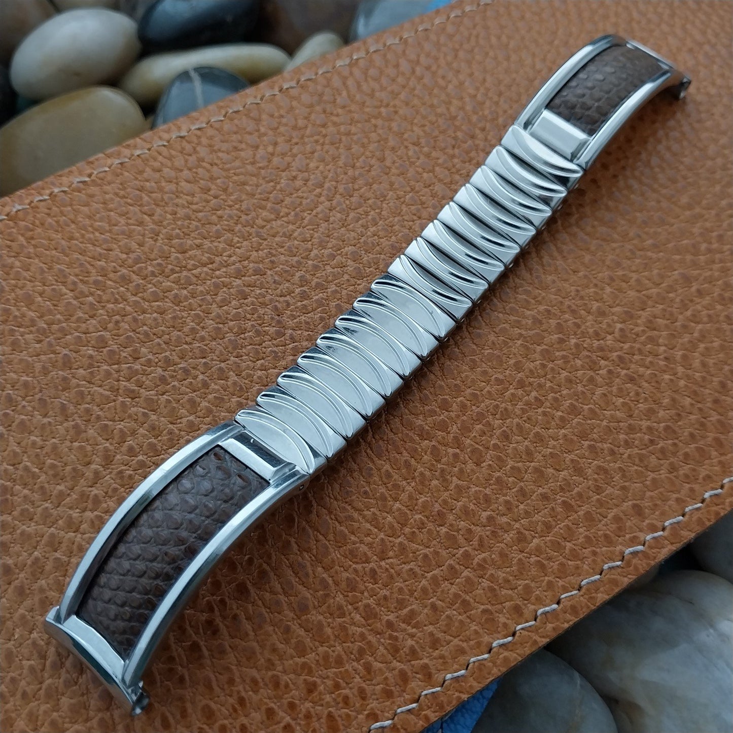 17mm 1940s Bretton Medalist Stainless Steel & Lizard Unused Vintage Watch Band
