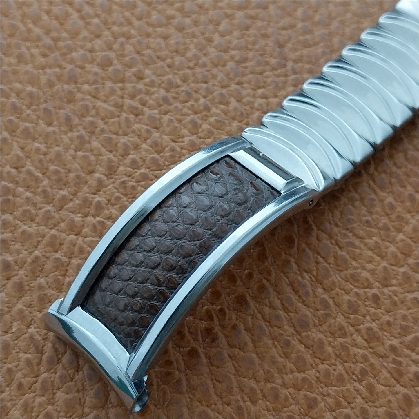 17mm 1940s Bretton Medalist Stainless Steel & Lizard Unused Vintage Watch Band