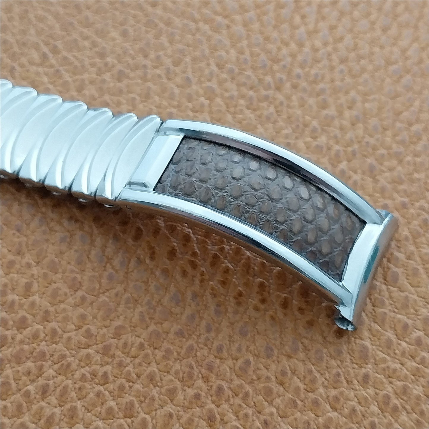 17mm 1940s Bretton Medalist Stainless Steel & Lizard Unused Vintage Watch Band