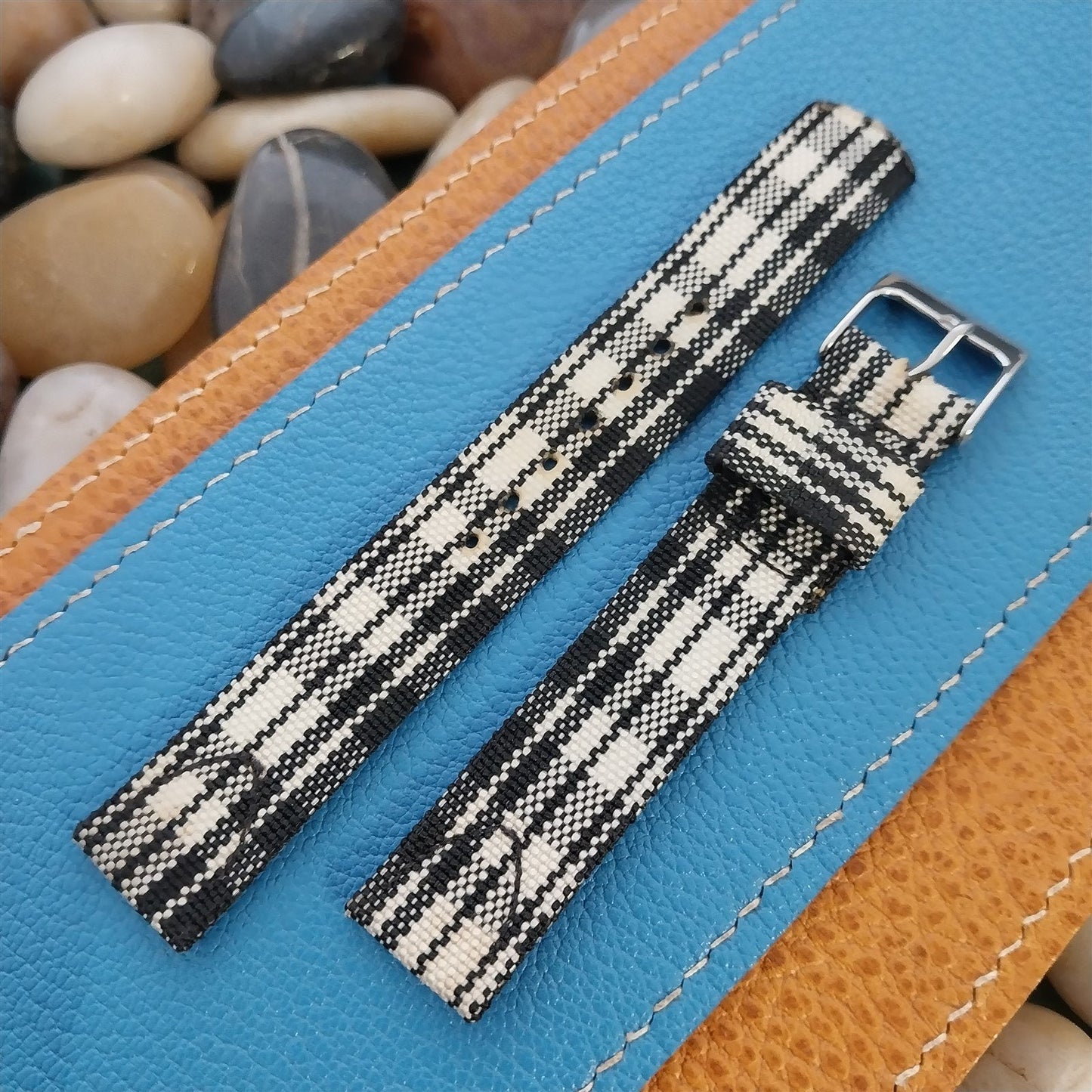 5/8" Madras Plaid Tropical Nylon nos 1950s Vintage Watch Band