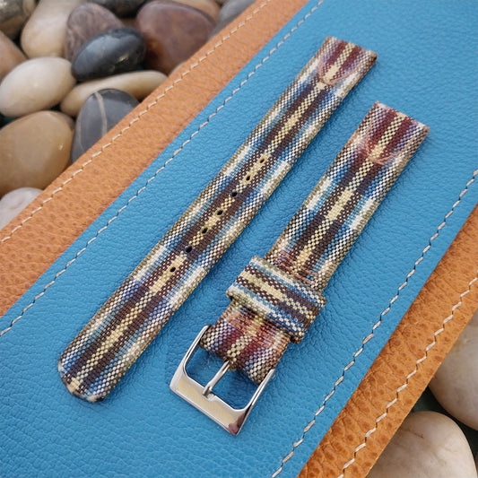 Long 5/8" Madras Plaid Tropical Nylon nos 1950s Vintage Watch Band