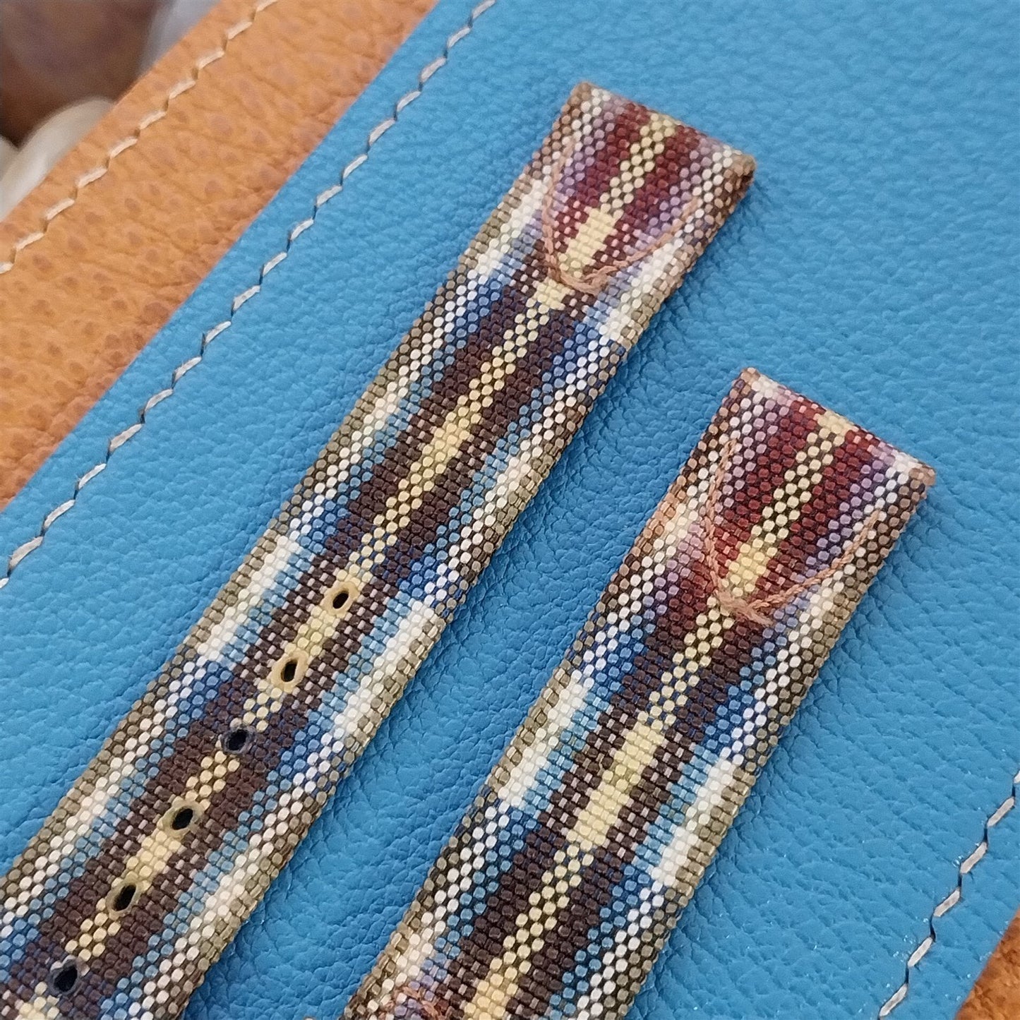 Long 5/8" Madras Plaid Tropical Nylon nos 1950s Vintage Watch Band