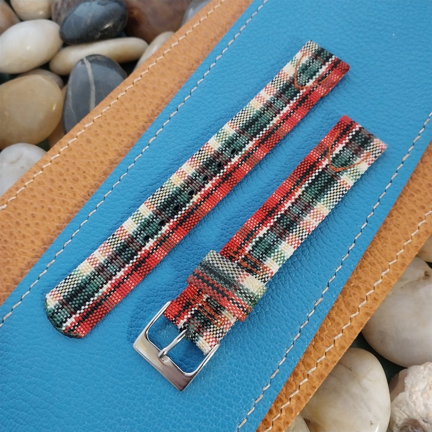 5/8" Madras Plaid Tropical Nylon nos 1950s Vintage Watch Band