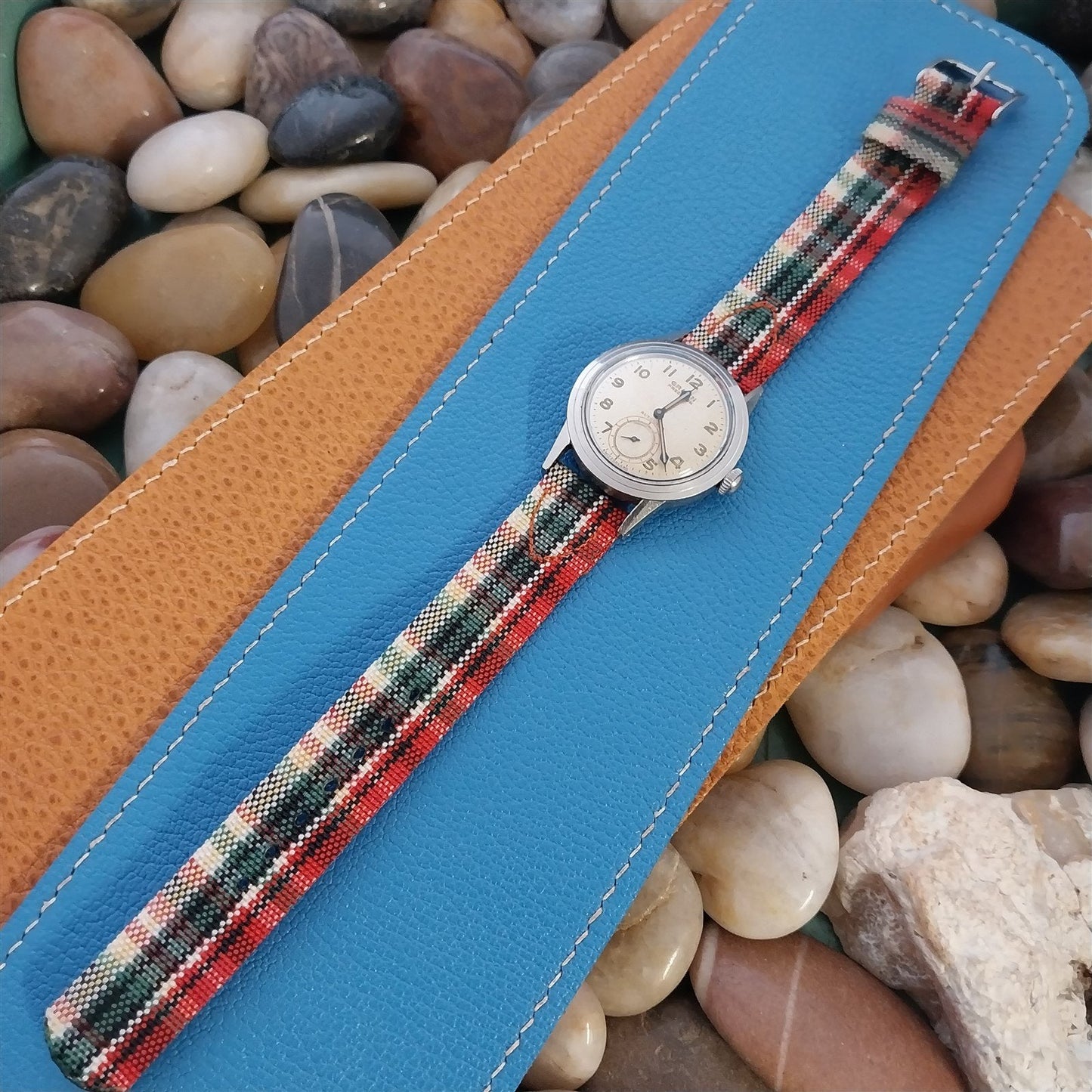 5/8" Madras Plaid Tropical Nylon nos 1950s Vintage Watch Band