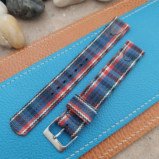 Vintage Long 5/8" Madras Plaid Tropical Nylon Unused Classic 1950s Watch Strap