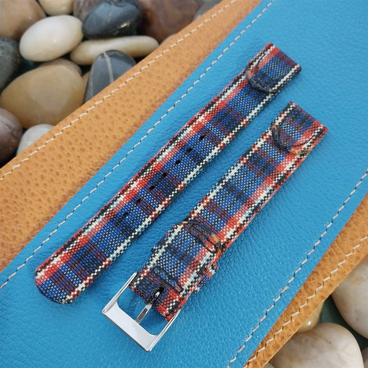 Long 5/8" Madras Plaid Tropical Nylon Unused nos 1950s Vintage Watch Band