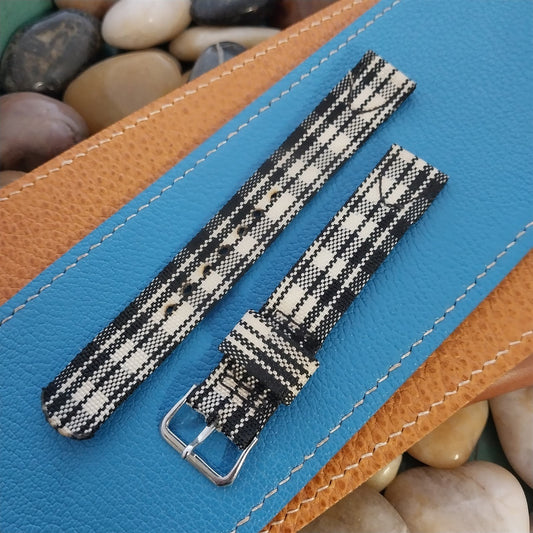 5/8" Madras Plaid Tropical Nylon nos 1950s Vintage Watch Band &Elgin Buckle