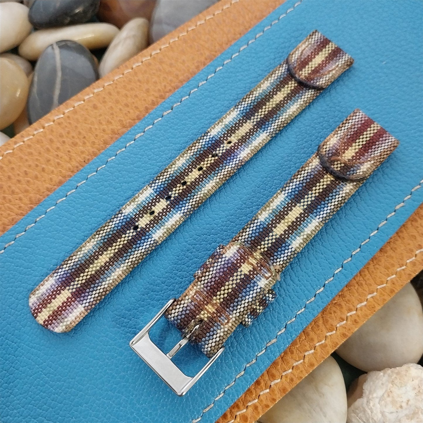 5/8" Madras Plaid Tropical Nylon nos 1950s Vintage Watch Band