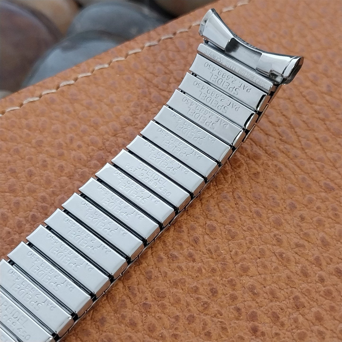 Long 1962 Stainless Steel Rice Beads Speidel Tempest nos Vintage Watch Band