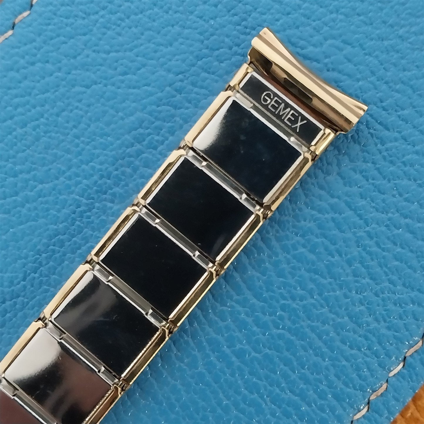 17mm 16mm Gold Filled & Alligator Gemex Caballero nos 1950s Vintage Watch Band