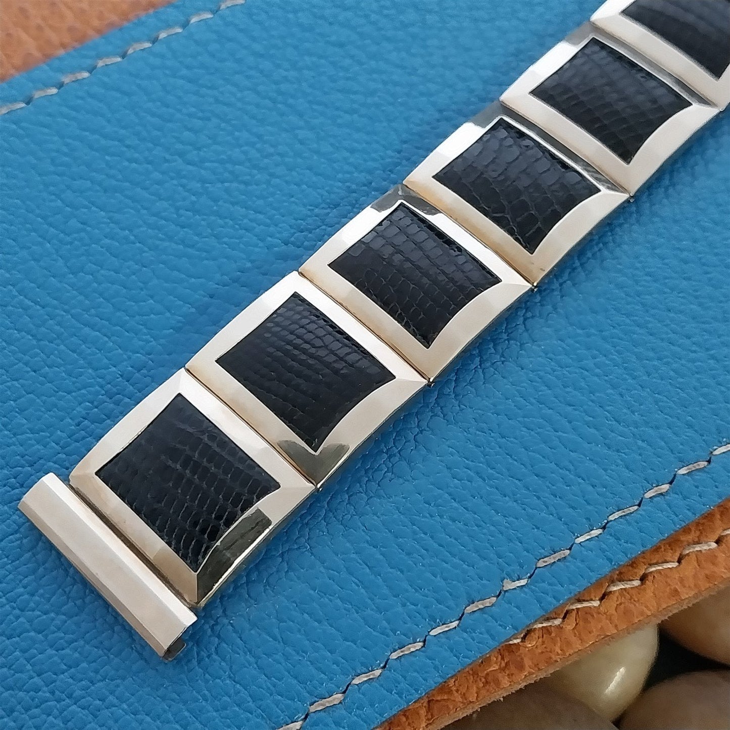 19mm 18mm 1956 Flex-Let USA Gold-Filled & Lizard mcm Unused Vintage Watch Band