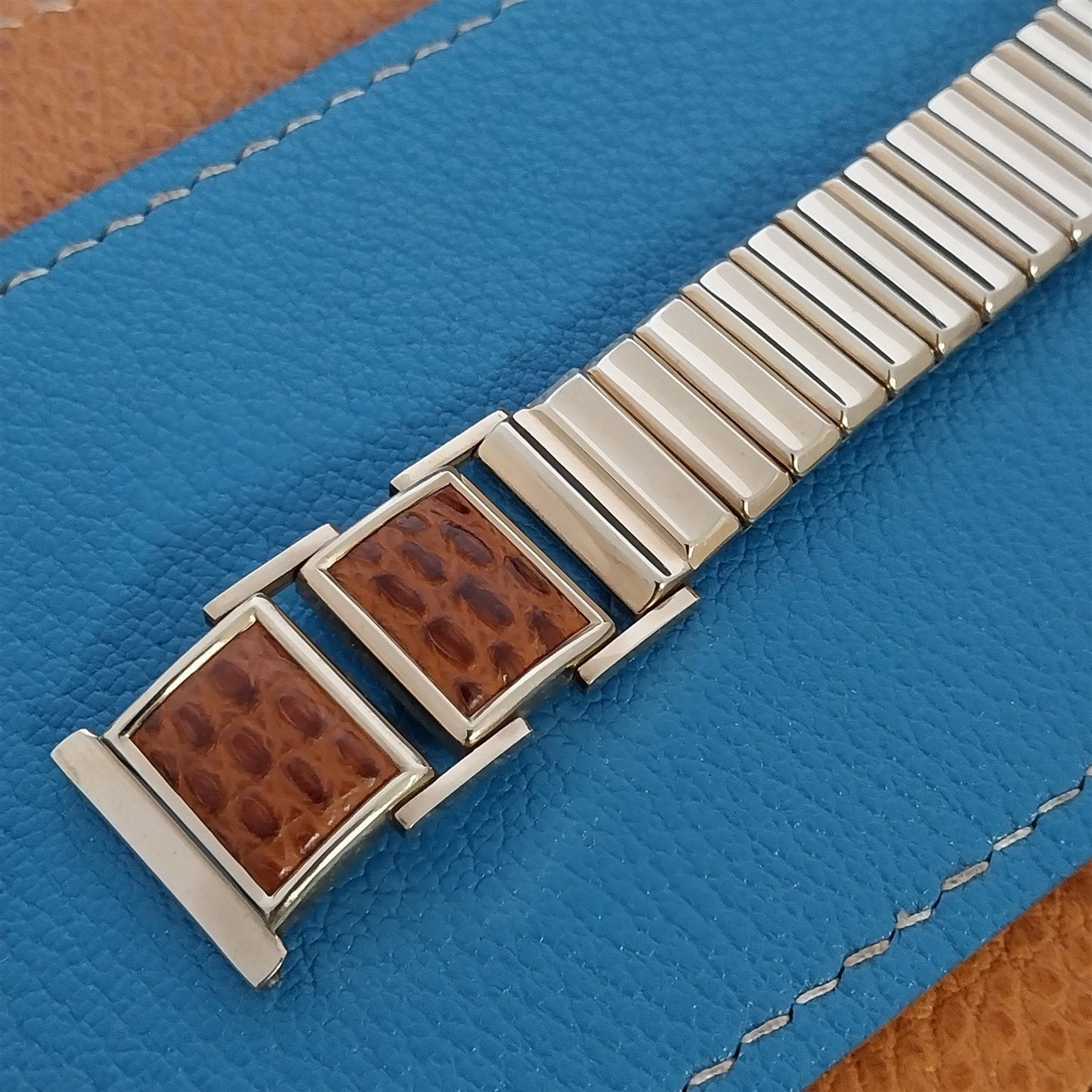 1955 Flex-Let Fleetwood Gold-Filled & Lizard Classic nos Vintage Watch Band