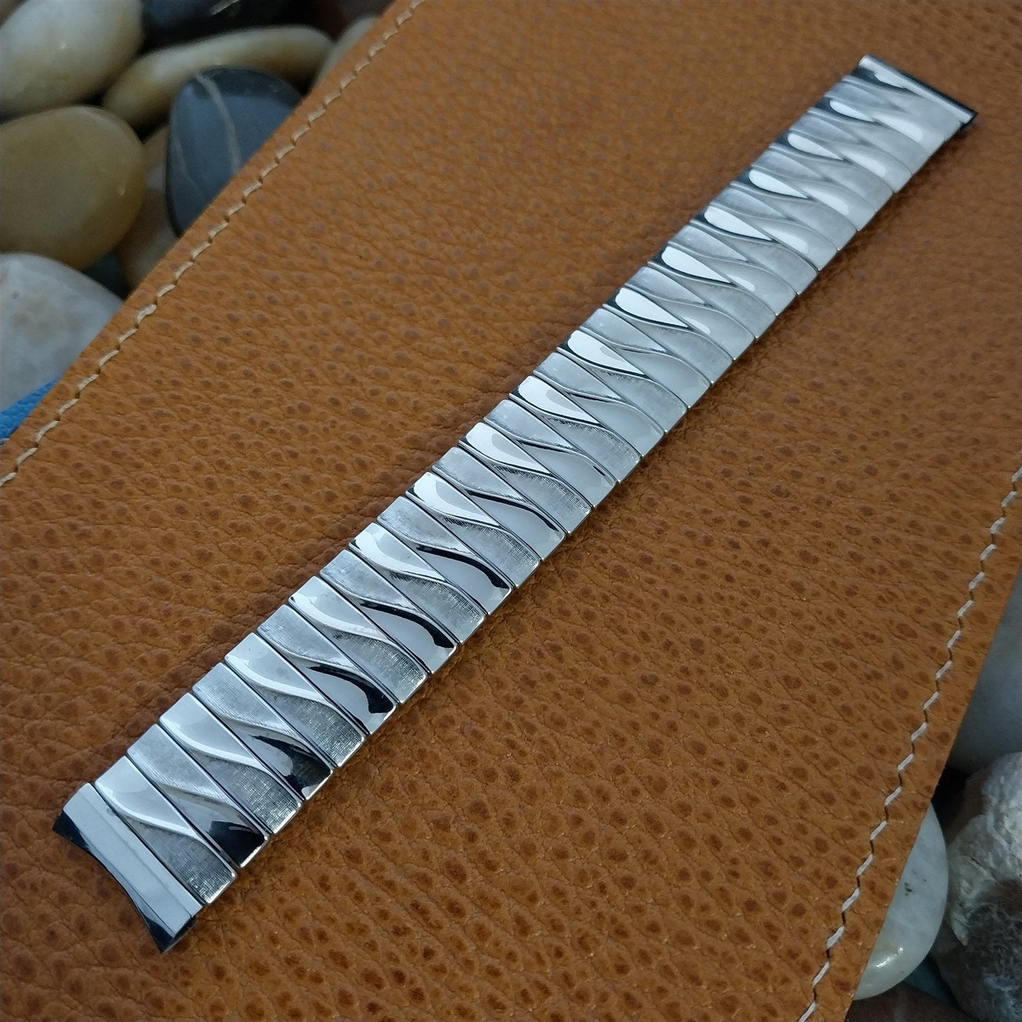 1959 17.2mm 10k White Gold Filled Flex-Let USA Unused mcm Vintage Watch Band