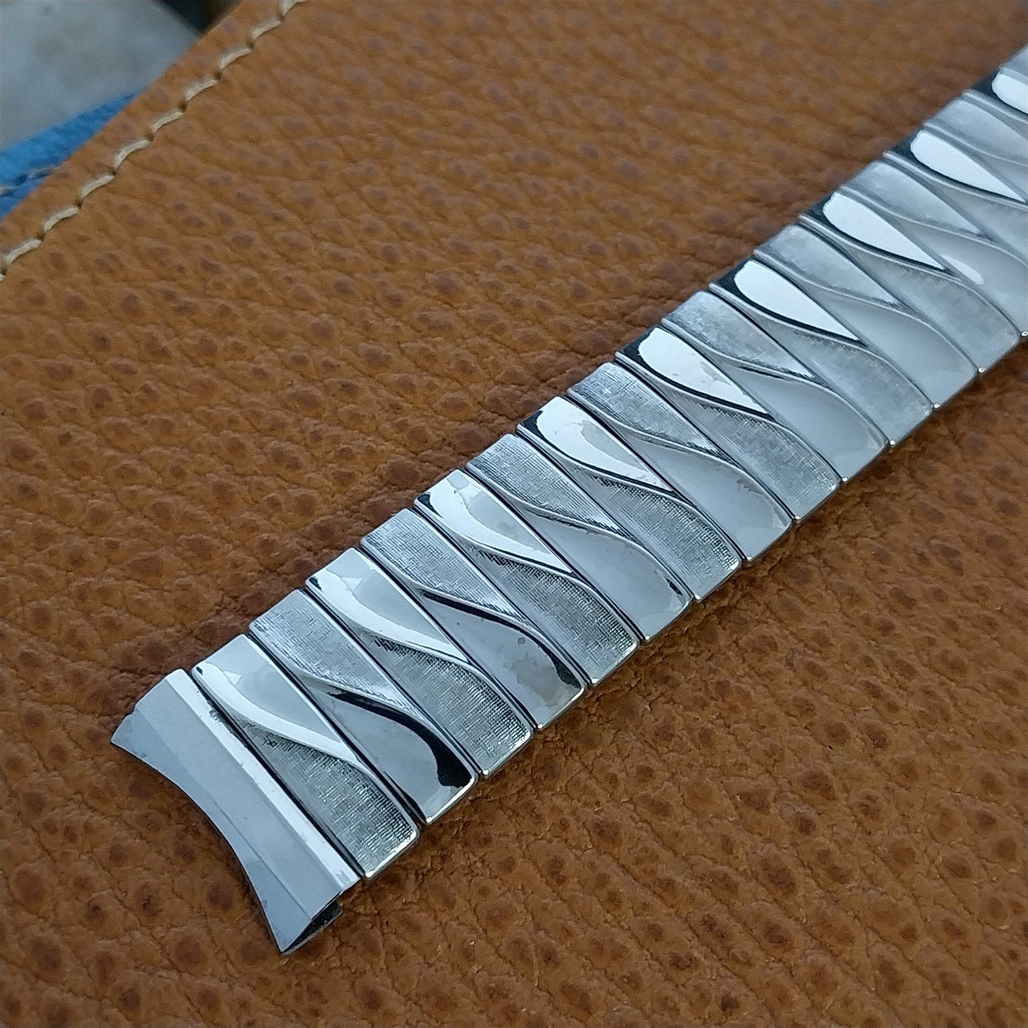 1959 17.2mm 10k White Gold Filled Flex-Let USA Unused mcm Vintage Watch Band