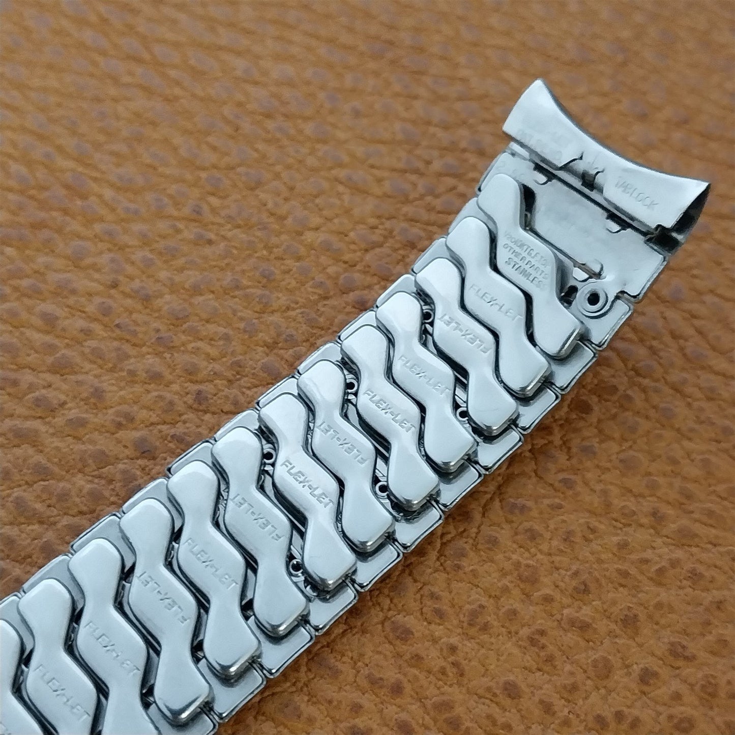 1959 17.2mm 10k White Gold Filled Flex-Let USA Unused mcm Vintage Watch Band