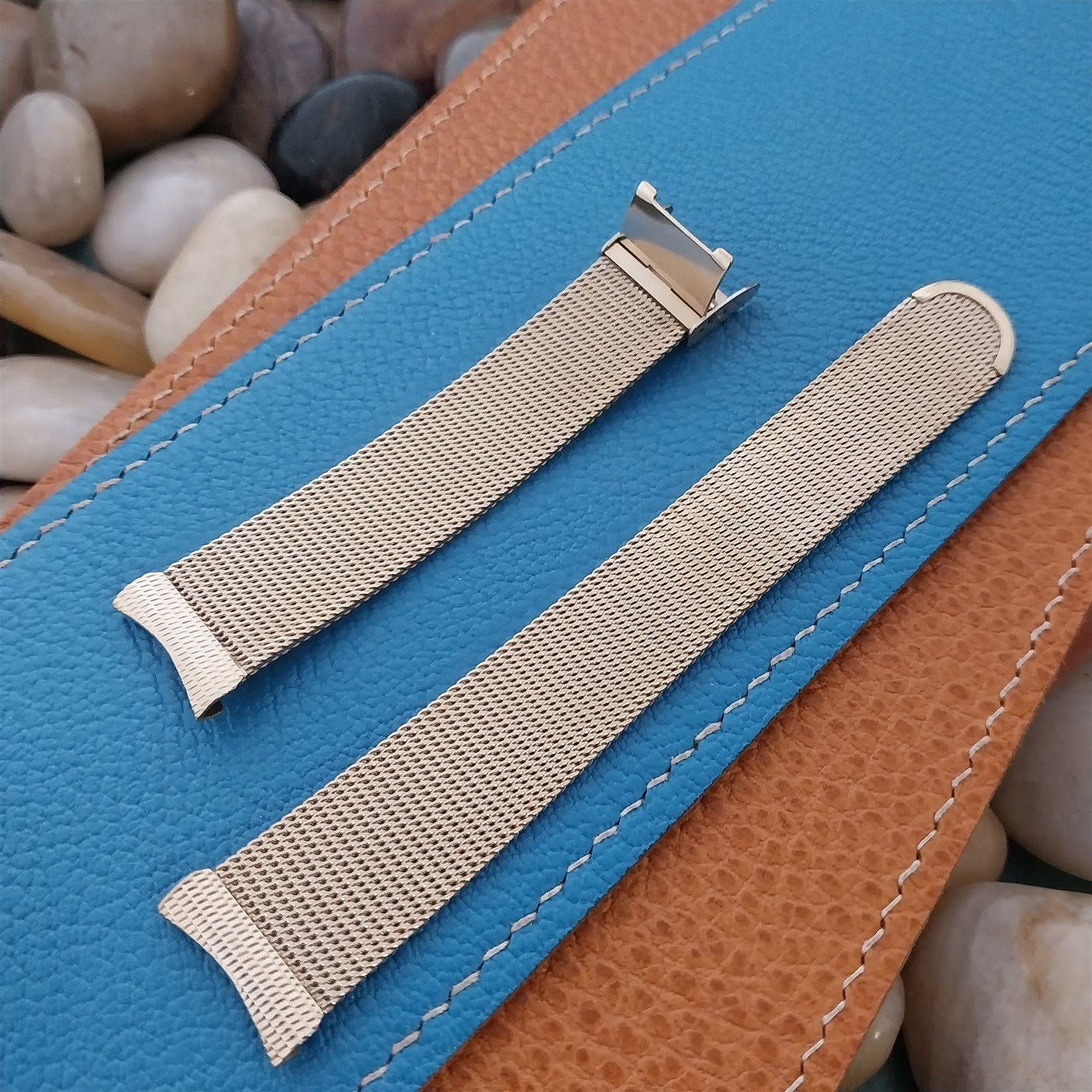 19mm 18mm Hadley Yellow Gold rgp Milanese Mesh Unused 1960s Vintage Watch Band