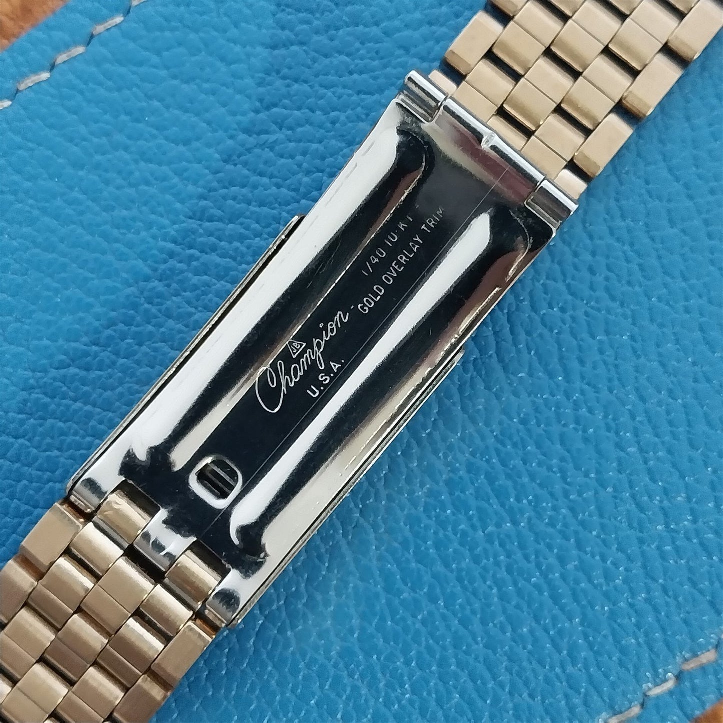 17.2mm JB Champion Classic Brick Link Gold rgp 1980 Unused Vintage Watch Band